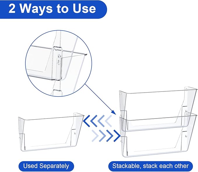 samstar 6 Pack Clear Wall File Holder, Wall Mount Acrylic File Organizer - Image 3