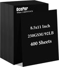 OcePor 400 Sheets Black Cardstock 8.5” x 11”, 92lb/250gsm Black Card Stock