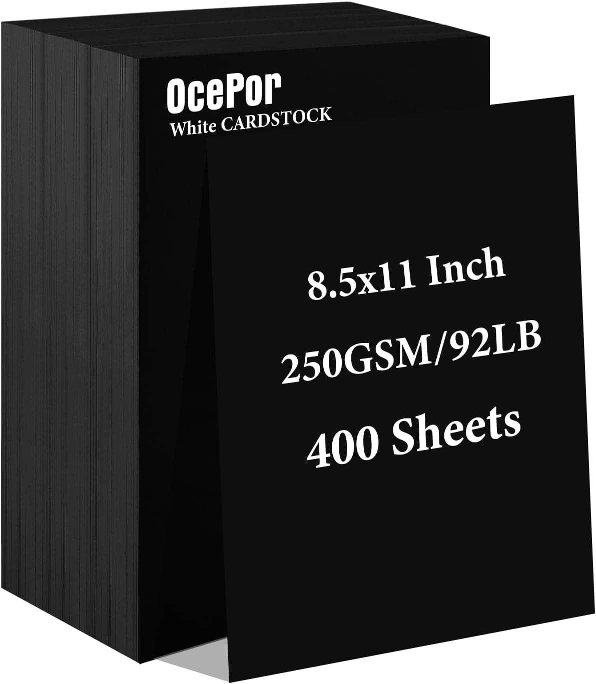 OcePor 400 Sheets Black Cardstock 8.5” x 11”, 92lb/250gsm Black Card Stock