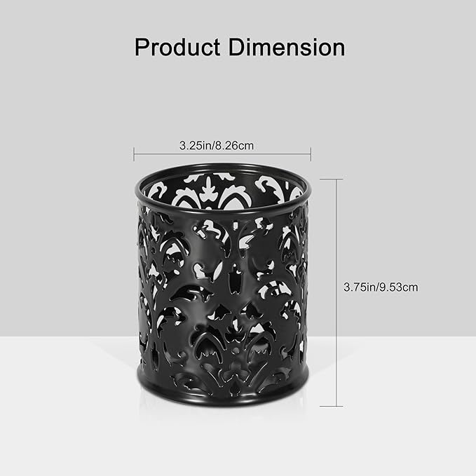 EasyPAG Black Pen Holder for Desk, 2 Pack Round Pen Organizer, Brush Holder for - Image 3