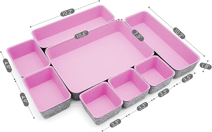 Welaxy desk drawer organizers tray felt storage bin caddy - Image 5
