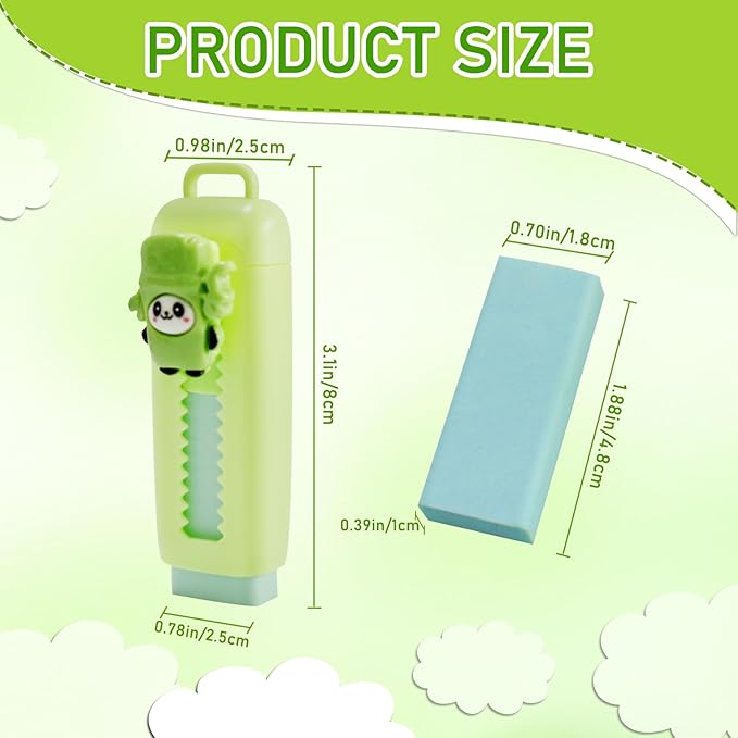 24 Pcs Cute Retractable Eraser for Pencils | Kawaii School Supplies Erasers| - Image 2