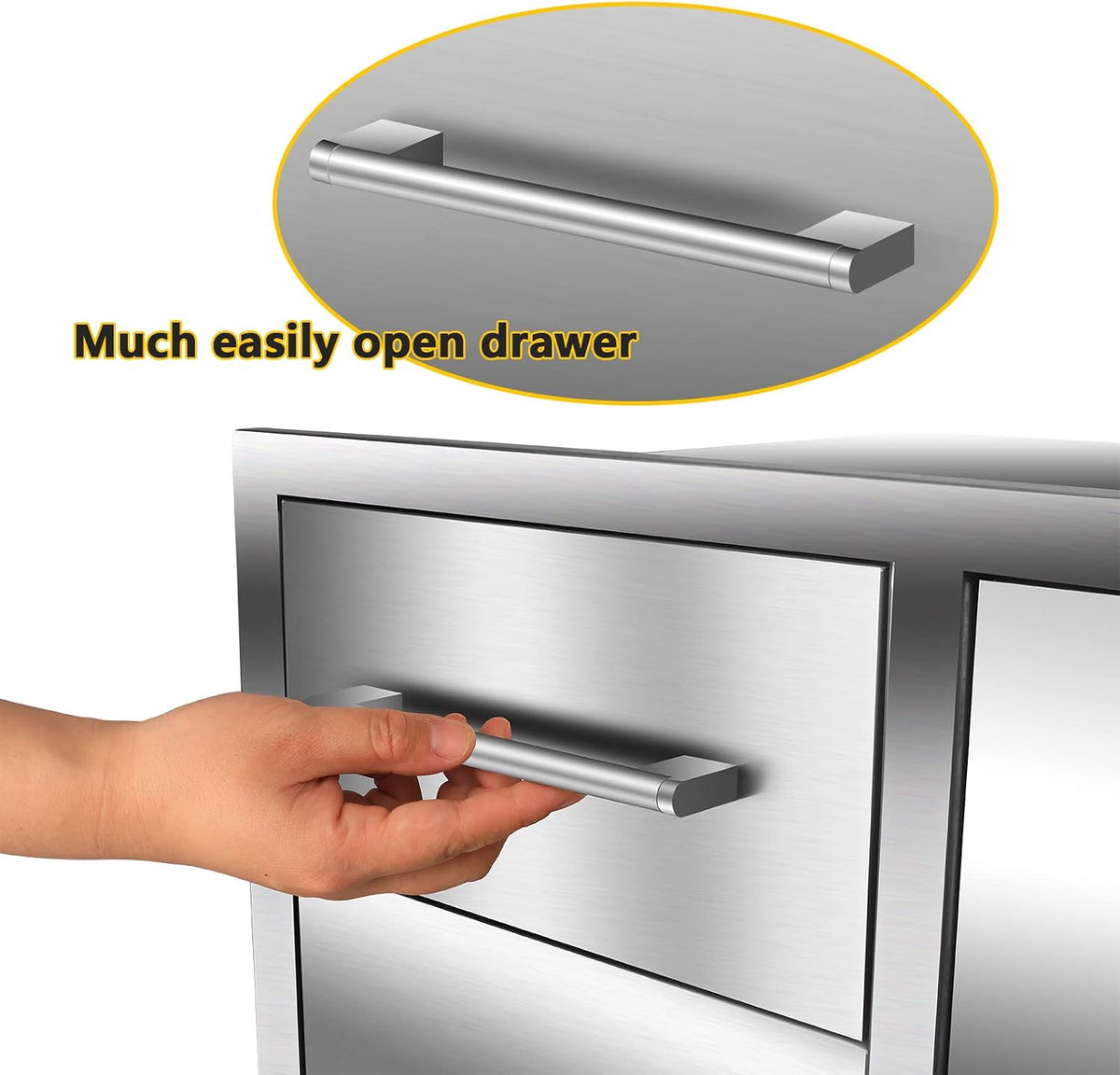 Outdoor Kitchen Drawer Combo, BBQ Access Trash Drawer Combo with Triple Stain...