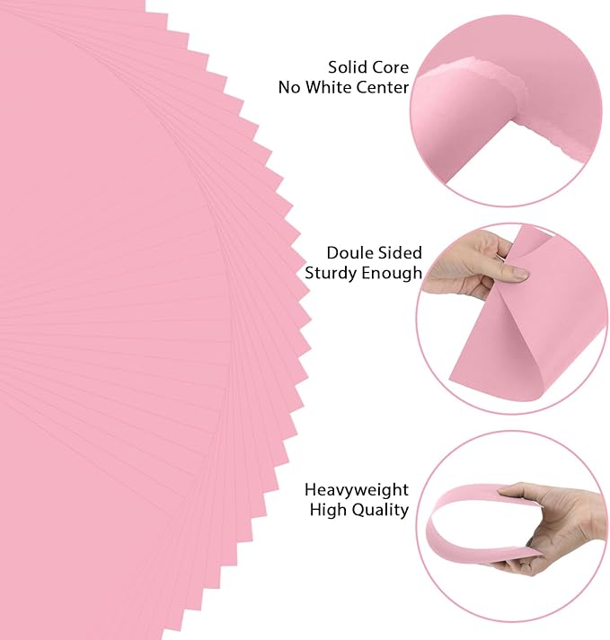 OcePor 100 Sheets Pinks Valentine's Day Cardstock Paper, Colored Printer Paper - Image 3