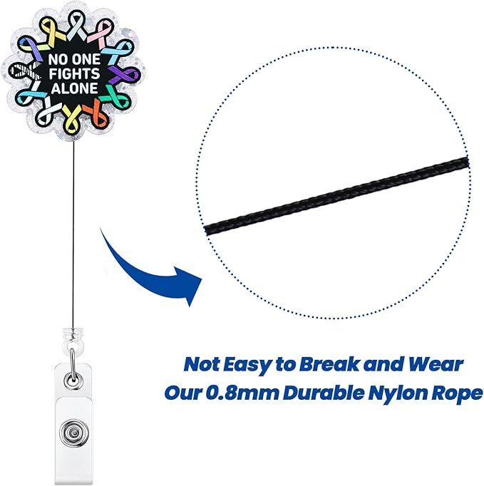 No One Fights Alone Cancer Ribbon Nurse Badge Reel, Cancer Awareness - Image 5