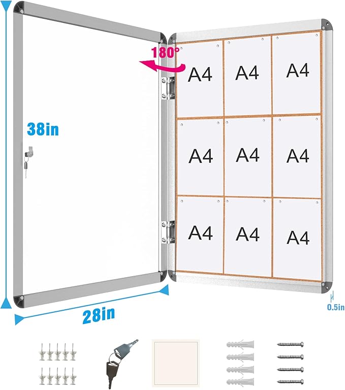 Mifuro 2 Pack 38"x28" Enclosed Bulletin Board, Lockable Weather-Resistant - Image 5