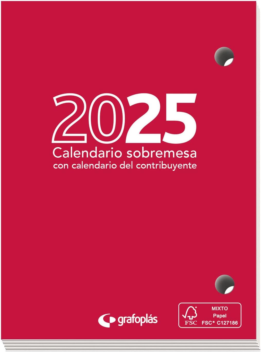 Grafoplás | Taco Desktop Calendar 2025 | 8.5 x 11 cm | Day Page View | Contributor Calendar | 70 g Paper | FSC Certified | Perfect Office Supplies for Desk