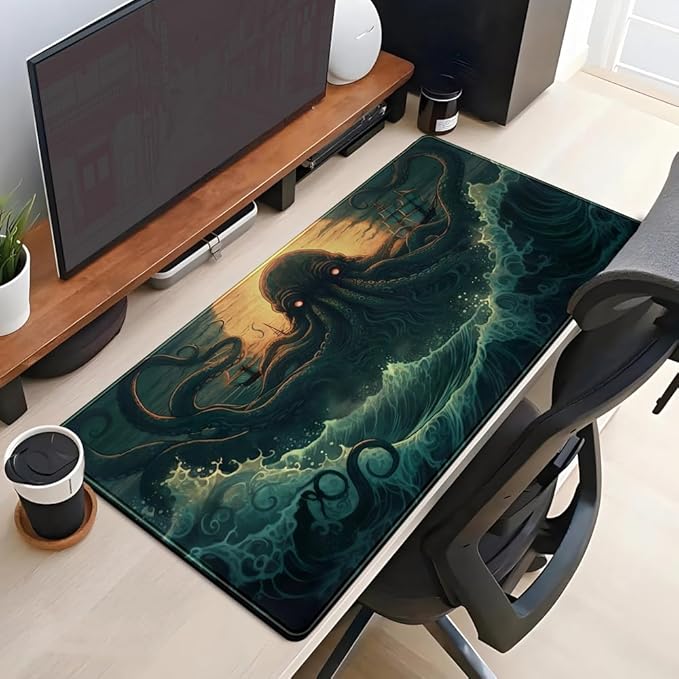 Octopus Anime Desk Pad Ocean Large Mouse Pad Gaming, Extended Kanagawa Desk Mat - Image 4