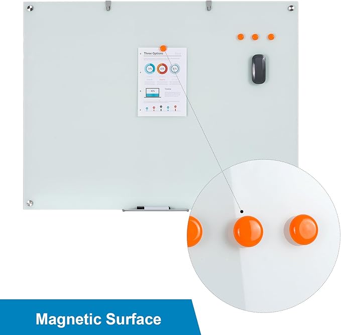 Glass Dry Erase Board, 48 x 36 Inches Magnetic Glass Whiteboard - Image 4