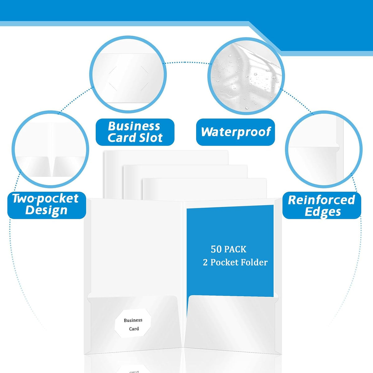 2 pocket white paper folders bulk for file, package contents