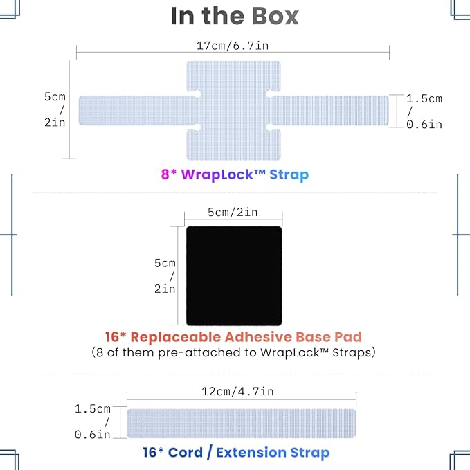 Under Desk Cord Management Straps, Adhesive-Backed Heavy-Duty Reusable Mounting - Image 7