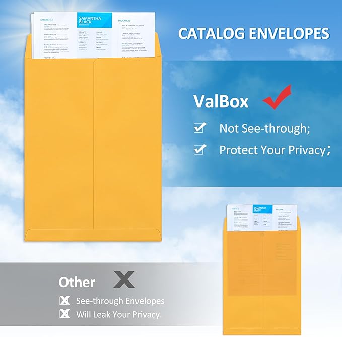 ValBox 9x12 Self Seal Security Catalog Envelopes 250 Packs Brown Kraft Envelopes - Image 5