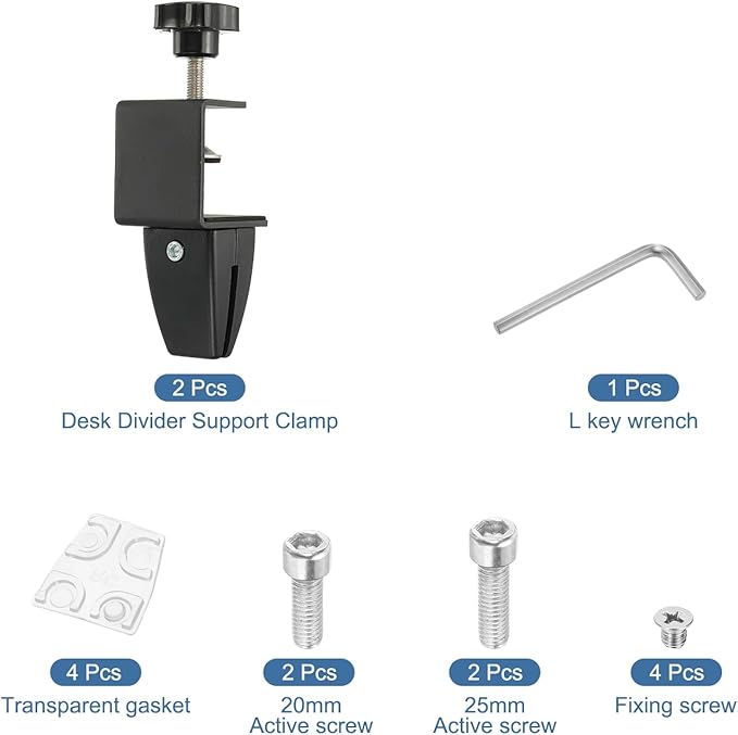 PATIKIL 2 Pcs 1/8" to 1/2" Adjustable Desk Divider Partition Clips, Aluminum - Image 3
