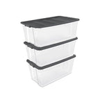 Sterilite 3-Pack Modular Stacker Box, Durable Clear Plastic Storage Bins by Sterilite
