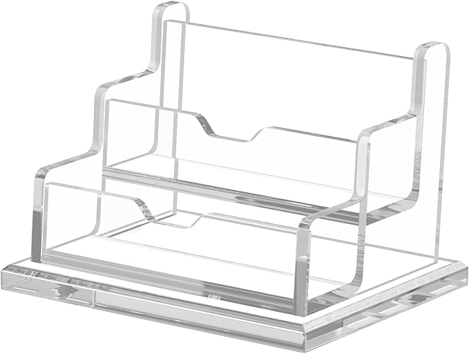 NIUBEE Clear Business Card Holder 2 Tier Acrylic Business Card Stand, 2 Slots by NIUBEE