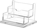 NIUBEE Clear Business Card Holder 2 Tier Acrylic Business Card Stand, 2 Slots by NIUBEE