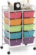 HAPPYGRILL 10-Drawer Rolling Storage Cart, Storage Organizer Cart