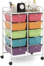 HAPPYGRILL 10-Drawer Rolling Storage Cart, Storage Organizer Cart by HAPPYGRILL