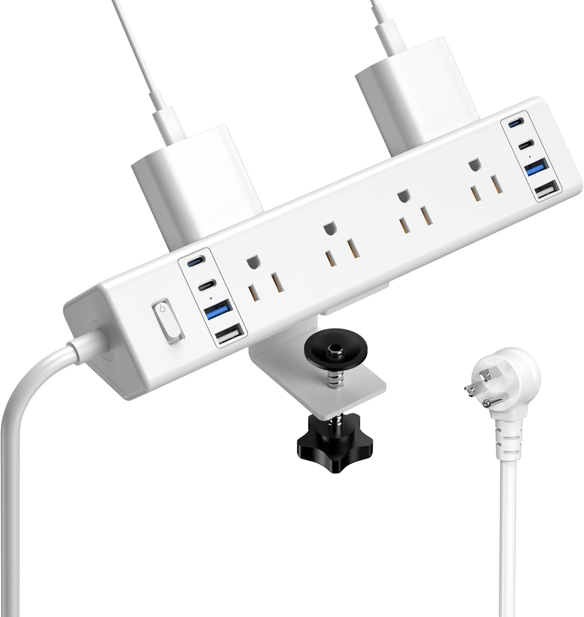 40W Fast Charging Station, Desk Clamp Power Strip 20W USB C, 8 Outlets