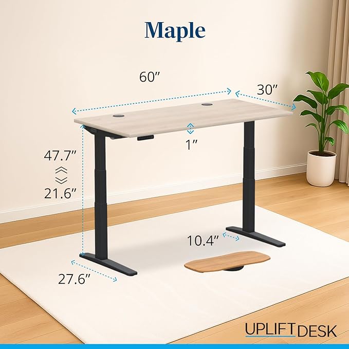UPLIFTDESK V3 2-Leg Maple Laminate Wood Standing Desk – Adjustable Height - Image 2