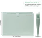 SKYDUE Expanding File Folder, Accordion File Organizer with 8 Pocket, Expandable Document Paper Receipt Holder for School Office Hospital, Letter/A4 Size Light Green