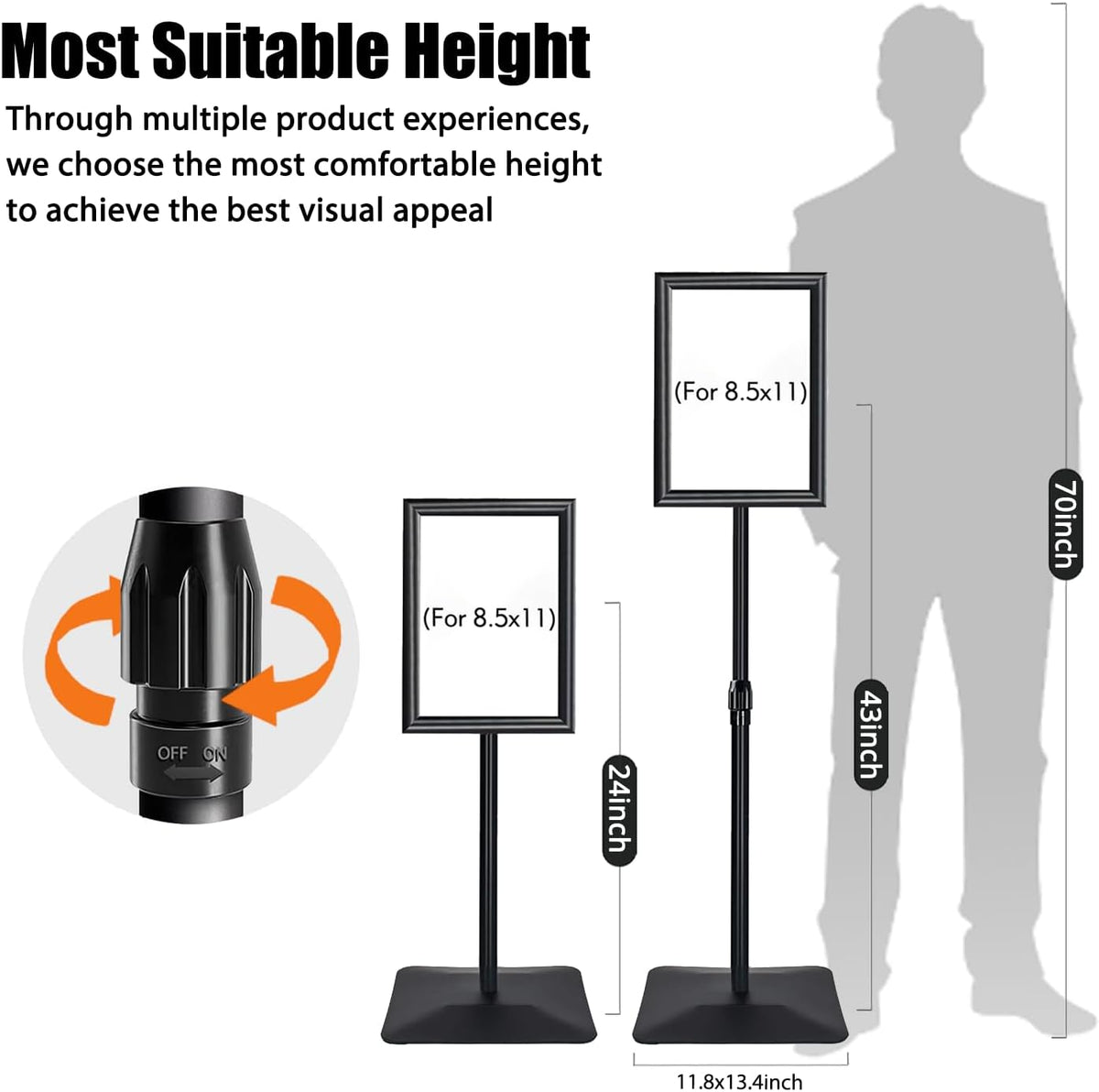 Sign Stand for Display, Weighted Iron Base Heavy Duty Signage Holder