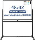 Rolling Whiteboard, 48 x 32 Inches Magnetic White Board