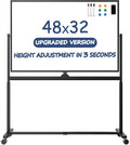 Rolling Whiteboard, 48 x 32 Inches Magnetic White Board by Tankee