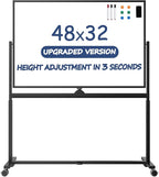 Rolling Whiteboard, 48 x 32 Inches Magnetic White Board by Tankee