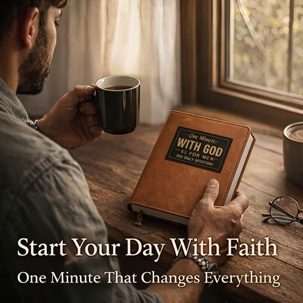 lajotiz One Minute With God: 365 Days Daily Prayer Book For Men | Daily Devotional and Prayer Journal Note Book Brown Faux Leather