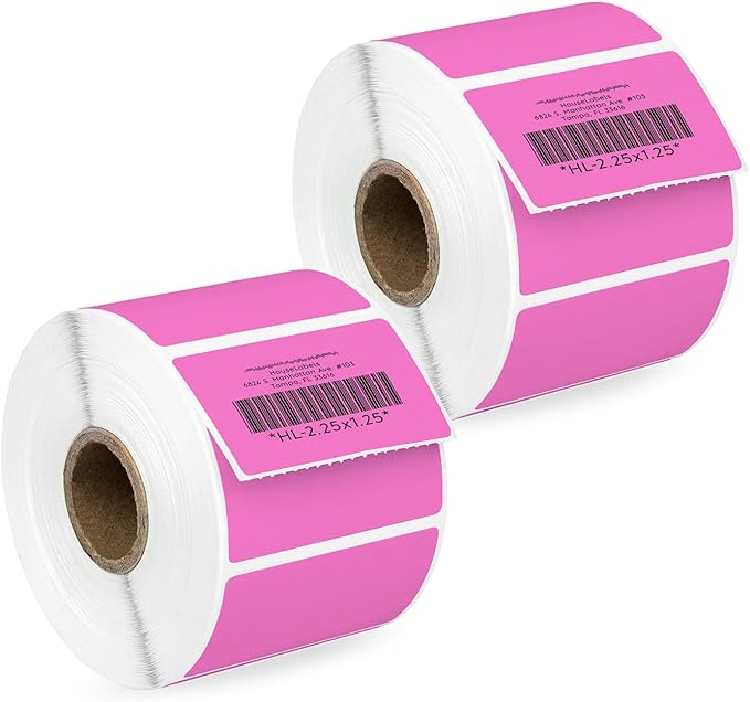 HOUSELABELS 2.25" x 1.25" Pink Address Labels on 1" Core Compatible by HouseLabels