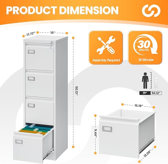 AFAIF 4 Drawer File Cabinet - Image 3