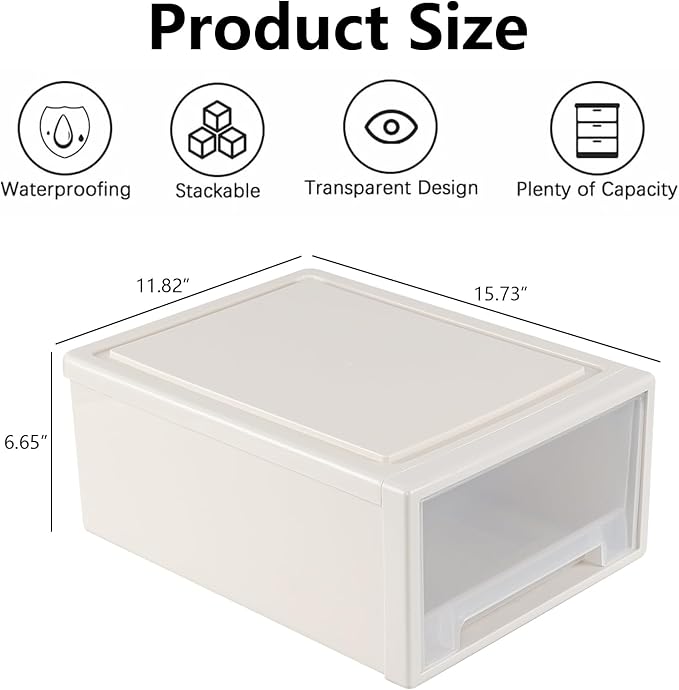 Xyskin 4-Pack 19 Quart Large Stackable Drawer Organizer Unit, Plastic Storage - Image 3