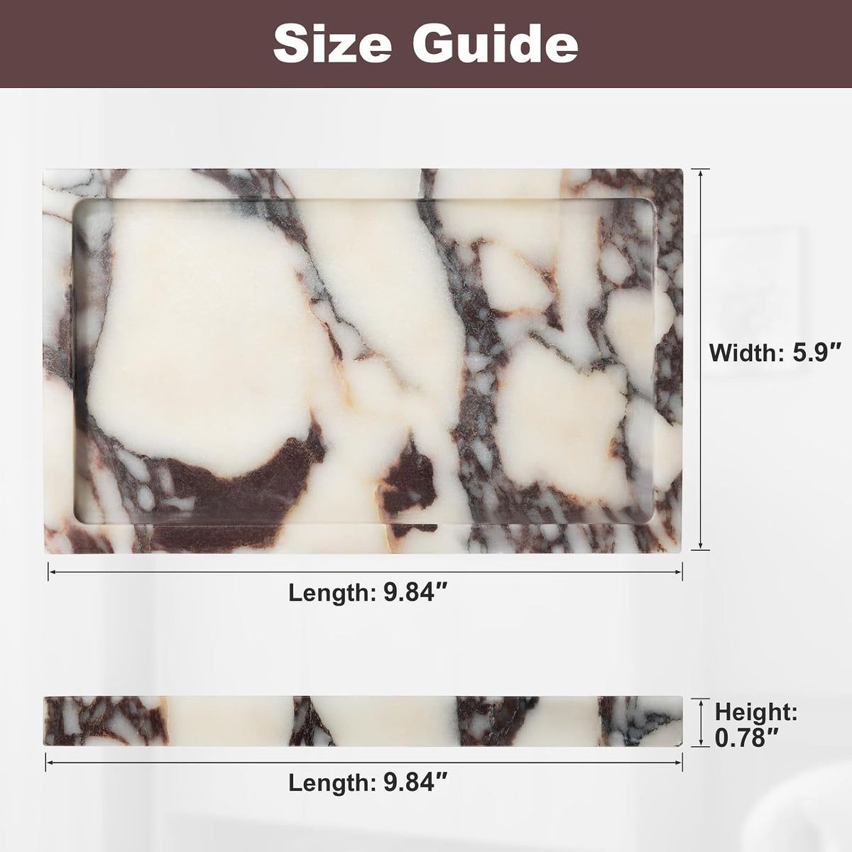 Natural Calacatta Viola Marble Tray 10"x6" Rectangular - Non-Resin ...