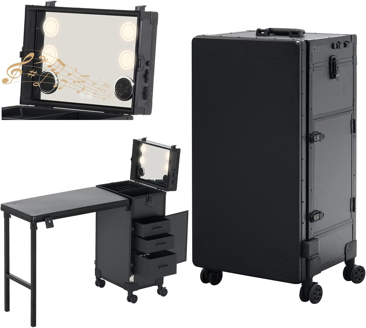 Portable Nail Desk for Nail Tech, Foldable Manicure Table with 3 Drawers &amp...