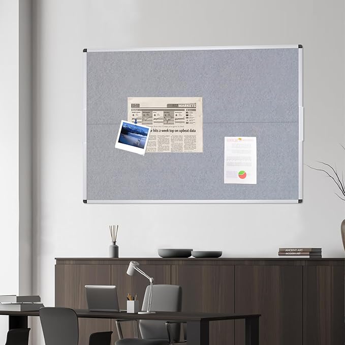 VIZ-PRO Large Fabric Bulletin Board/Foldable Notice Board Felt Gray, 60 X 48 - Image 6