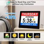 Véfaîî 19 Alarms Dementia Clock 8 Inch Large Display, Auto DST, 10 Levels Auto - Image 2
