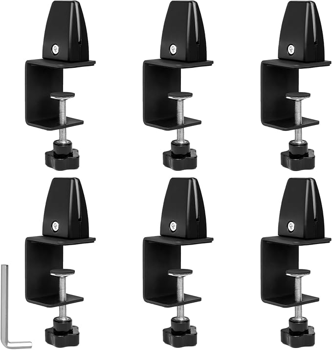 6-Pack Sneeze Guard Clamps for 1/8" to 1" Thick Panels, Adjustable Desk by Unknown