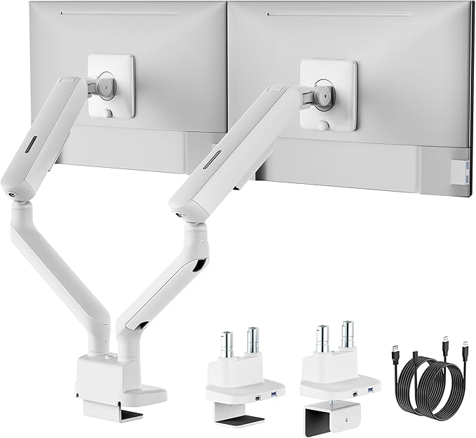monTEK Dual Monitor Arm with USB, Mechanical Spring Monitor Arm by monTEK