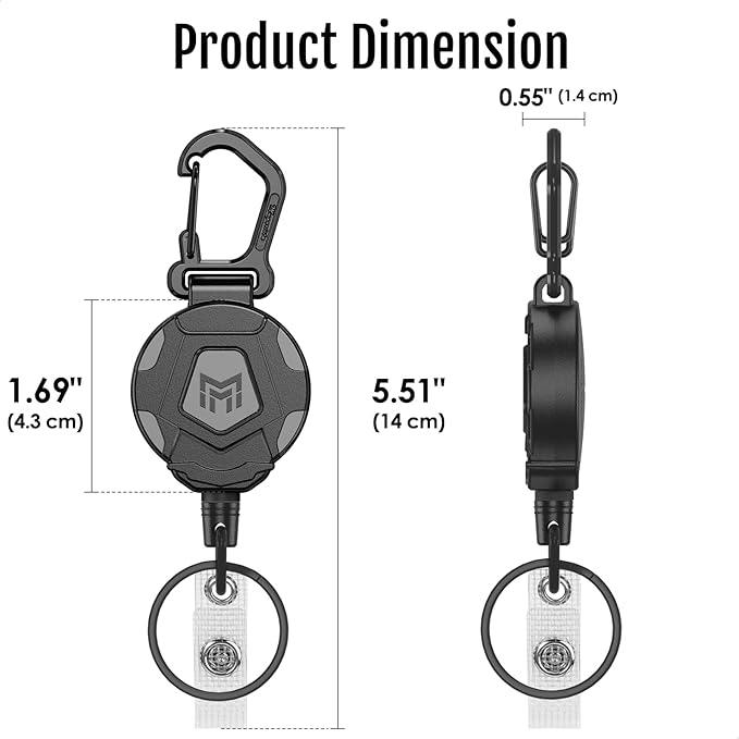 MNGARISTA 2-Pack Retractable Keychain, Heavy Duty Carabiner Badge Holder - Image 5