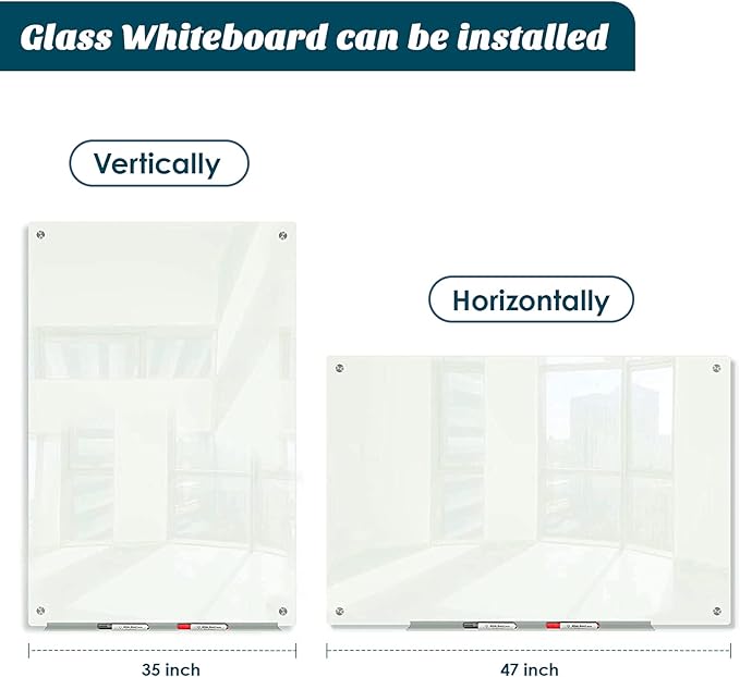 J&J worldwide Glass Whiteboard 47"x35", Magnetic White Board Glass Dry Erase - Image 6