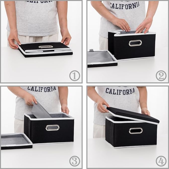 PRANDOM Storage Boxes with Lids Fabric Collapsible Storage Bins Organizer - Image 5