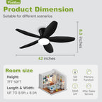 ceiling fans with lights - 42 inch low on a desk or shelf