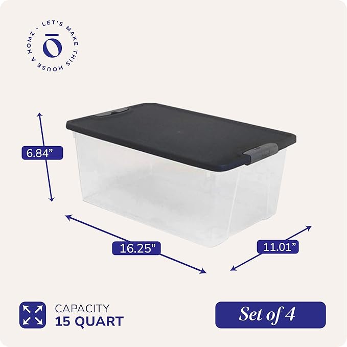 HOMZ 4-Pack Secure Latch, 15 Quart, and Office Organization - Image 4
