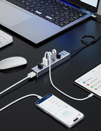 USB C HUB, 7 Port USB C to USB Hub, Aluminum Alloy USB 3.0 Data Port, 5Gbps USB - Image 7