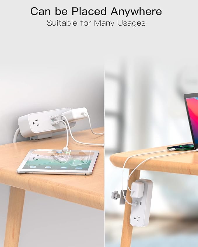 Desk Clamp Power Strip, 65W 10ft Extension Cord- 2 Outlets Desktop Power Strip - Image 7