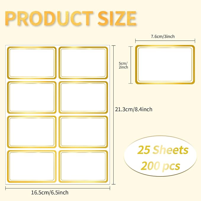Yeachlaing 2" x 3" 200 PCS Name Labels, Waterproof Blank Name Tag Stickers - Image 2