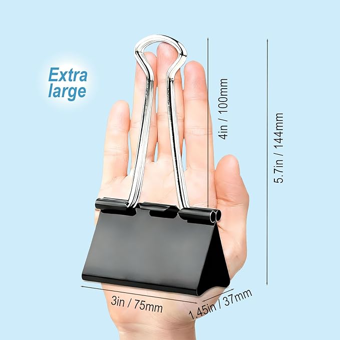 XIIFIIFII 3 Inch Extra Large Binder Clips, Heavy Duty Paper Clamps, Big Metal - Image 6