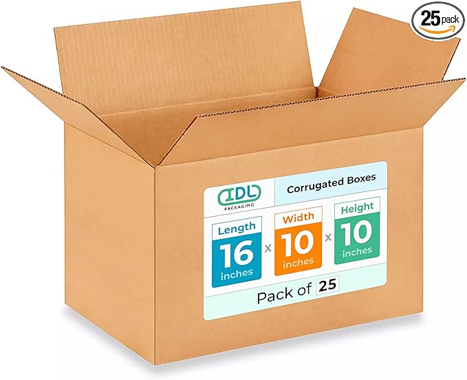 Medium Shipping & Moving Boxes 16"L x 10"W x 10"H by IDLPackaging