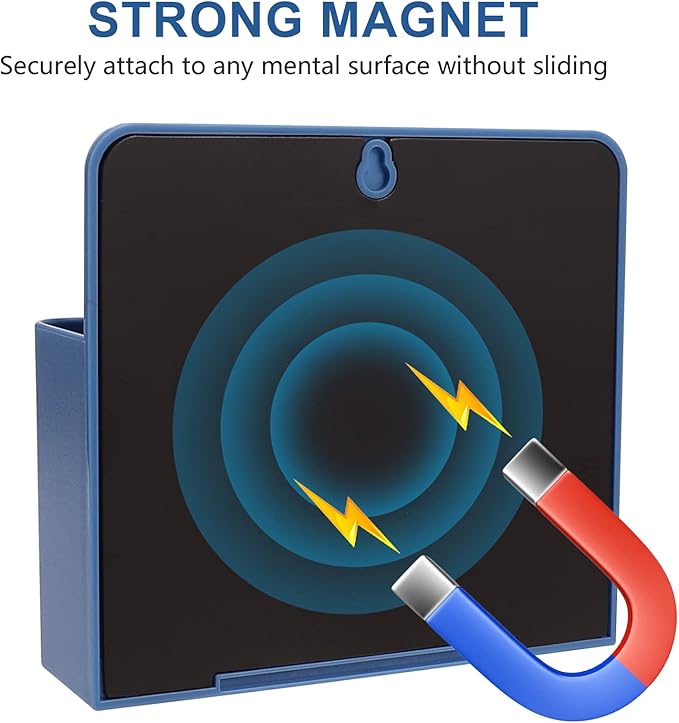 Blue Magnetic Dry Erase Marker Holder, Pencil Storage Cup - Image 5